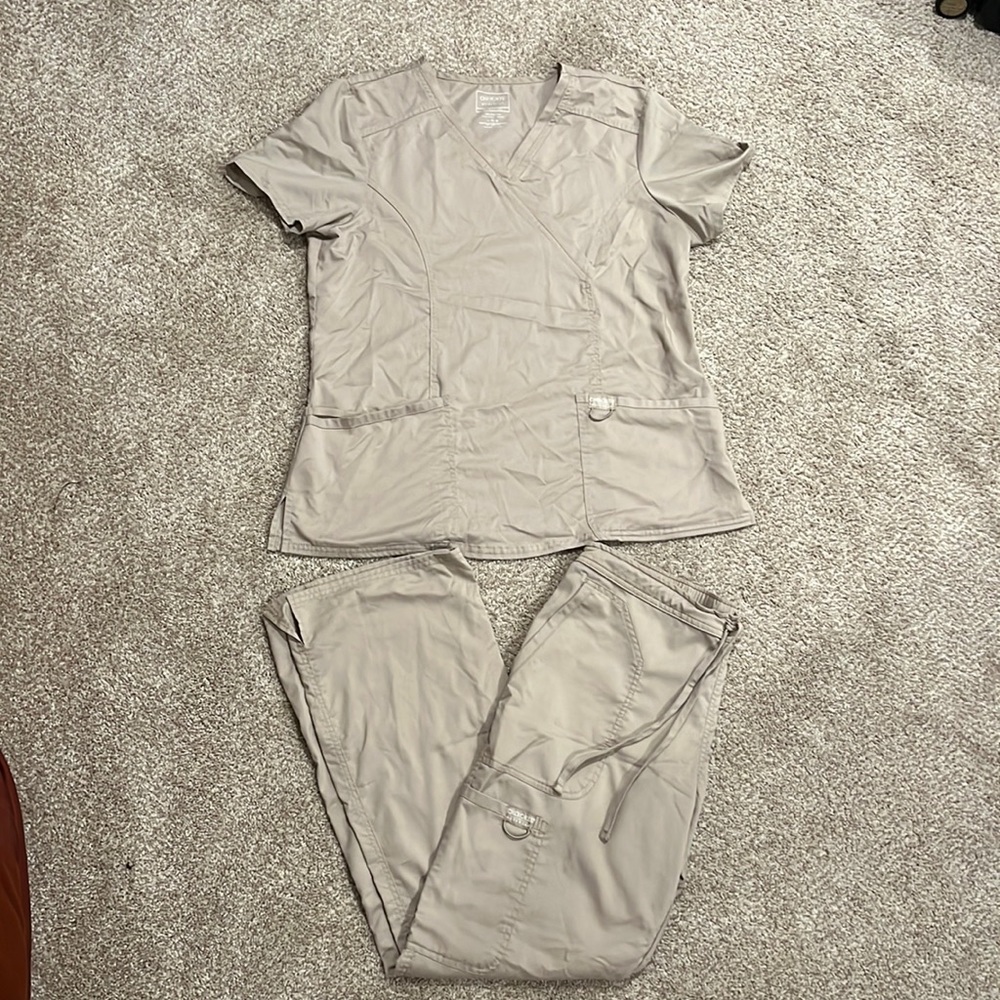 Tan Scrub Top & Bottom Cherokee Authentic Workwear